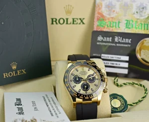 Sports Watches | Racing Professional Watches | Sant Blanc ROLEX 40mm 18kt Gold Daytona on Rubber Strap Champagne Paul Newman Model 116518LN