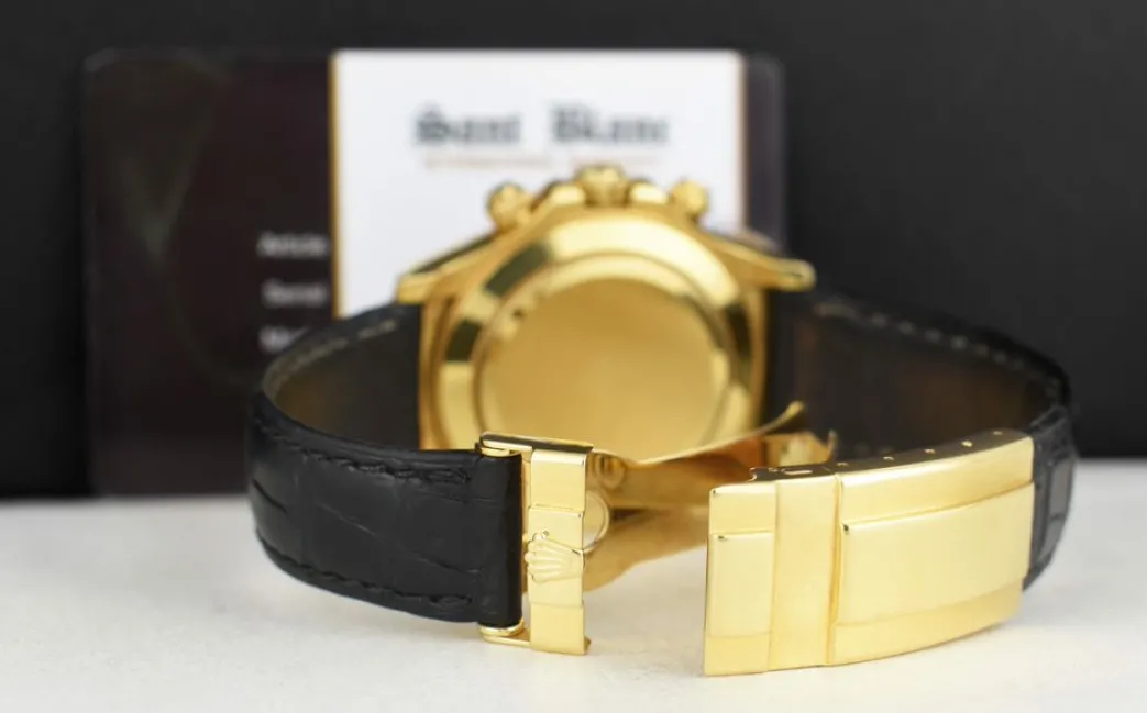 rolex_mm_kt_gold_daytona__4-2.webp Racing Professional Watches | Sant Blanc ROLEX 40mm 18kt Gold DAYTONA Black Strap Black Index 116518