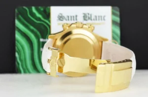 Racing Professional Watches | Sant Blanc ROLEX 40mm 18kt Gold Daytona White Leather Strap Mother of Pearl Diamond Dial Model 116518
