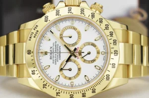 Racing Professional Watches | Sant Blanc ROLEX 40mm 18kt Gold Daytona White Index Dial with Card & Tags Model 116528