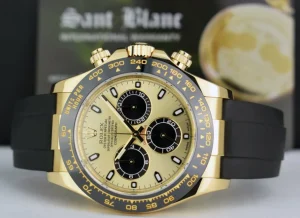Sports Watches | Racing Professional Watches | Sant Blanc ROLEX 40mm 18kt Gold Daytona on Rubber Strap Champagne Paul Newman Model 116518LN