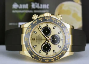 Sports Watches | Racing Professional Watches | Sant Blanc ROLEX 40mm 18kt Gold Daytona on Rubber Strap Champagne Paul Newman Model 116518LN