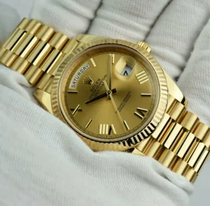 President Dress Watches | Sant Blanc ROLEX 40mm 18kt Gold President Day Date 40 Champagne Roman Model 228238