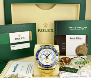 Yachting Professional Watches | Men's Watches | Sant Blanc ROLEX 44mm 18kt Gold Yacht-Master II Blue Hands With Box & Card Model 116688