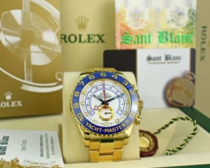 Yachting Professional Watches | Men's Watches | Sant Blanc ROLEX 44mm 18kt Gold Yacht-Master II Blue Hands With Box & Card Model 116688