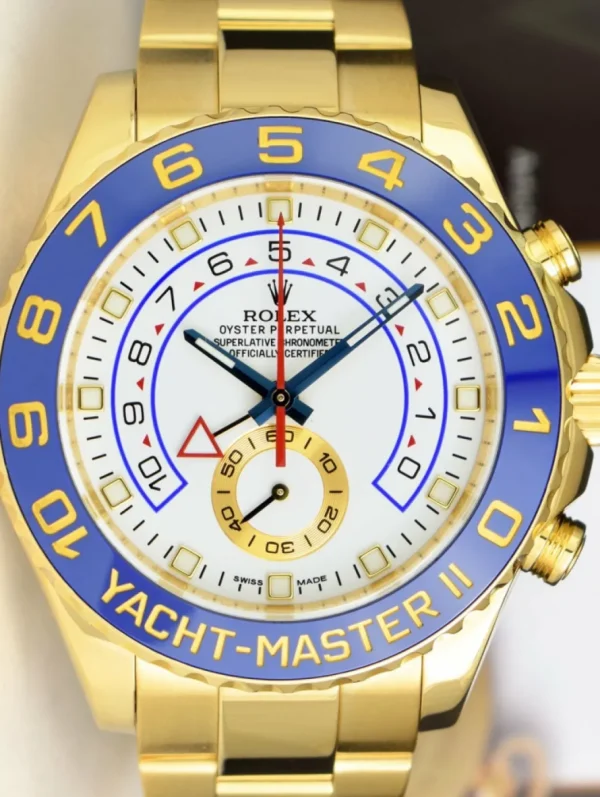 Yachting Professional Watches | Men's Watches | Sant Blanc ROLEX 44mm 18kt Gold Yacht-Master II Blue Hands With Box & Card Model 116688