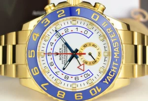 Yachting Professional Watches | Men's Watches | Sant Blanc ROLEX 44mm 18kt Gold Yacht-Master II Blue Hands With Box & Card Model 116688