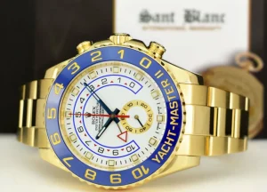Yachting Professional Watches | Men's Watches | Sant Blanc ROLEX 44mm 18kt Gold Yacht-Master II Blue Hands With Box & Card Model 116688