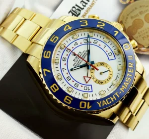 Yachting Professional Watches | Men's Watches | Sant Blanc ROLEX 44mm 18kt Gold Yacht-Master II Blue Hands With Box & Card Model 116688