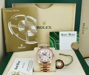 President Dress Watches | Sant Blanc ROLEX 36mm 18kt Rose Gold Day Date President Rose Roman Model 118205
