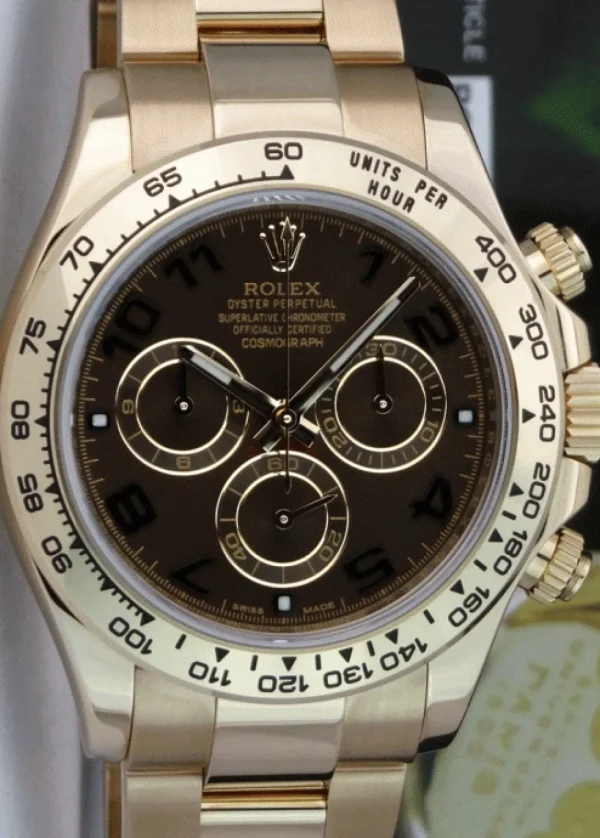 Men's Watches | Racing Professional Watches | Sant Blanc ROLEX 40mm 18kt Rose Gold Daytona Chocolate Arabic Dial Model 116505