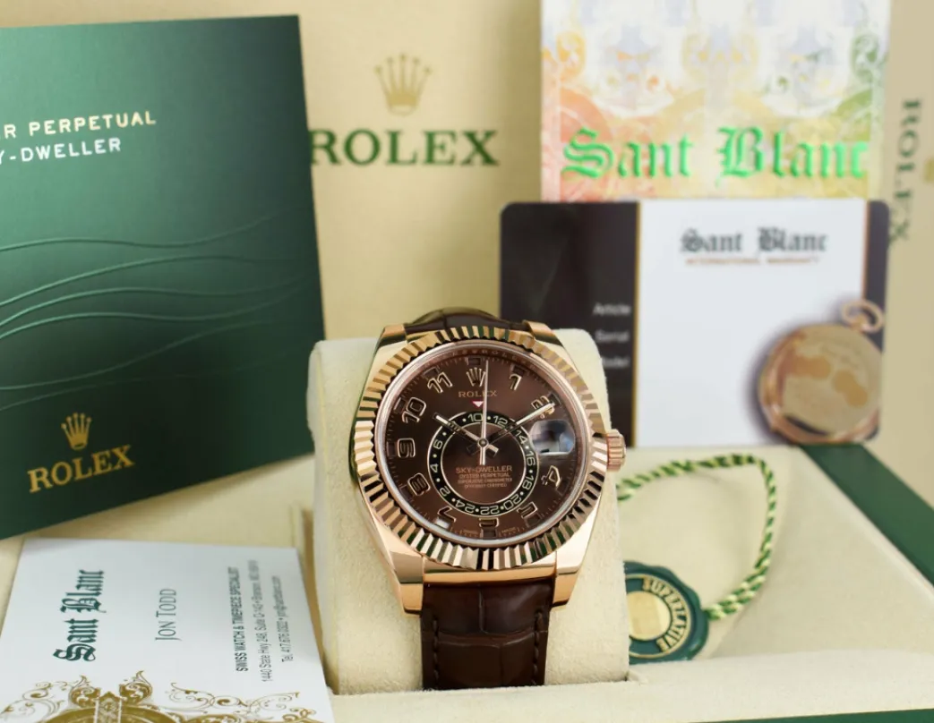 rolex_mm_kt_rose_gold_sky_2-1.webp Pilots Classic Watches | Sant Blanc ROLEX 42mm 18kt Rose Gold Sky Dweller Chocolate Arabic Dial Model 326135