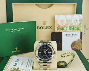 Men's Watches | Dress Watches | Sant Blanc ROLEX 41mm 18kt White Gold & Stainless Steel DateJust II Black Roman Dial Model 116334