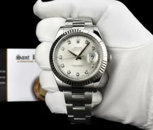 Dress Watches | Sant Blanc ROLEX 41mm 18kt White Gold & Stainless Steel DateJust II Silver Diamond Dial Model 116334