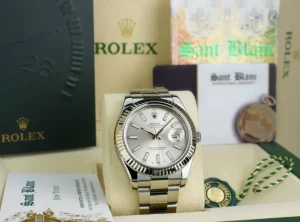 Men's Watches | Dress Watches | Sant Blanc ROLEX 41mm 18kt White Gold & Stainless Steel DateJust II Silver Index Dial Model 116334