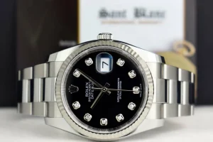 Men's Watches | Dress Watches | Sant Blanc ROLEX 36mm 18kt White Gold & Stainless Steel Datejust Black Diamond Model 116234
