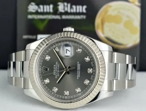 Dress Watches | Sant Blanc ROLEX 41mm 18kt White Gold & Stainless DateJust II Rhodium Diamond Dial Model 116334