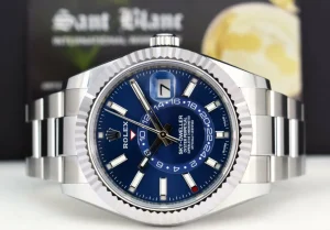 Pilots Classic Watches | Men's Watches | Sant Blanc ROLEX 42mm 18kt White Gold & Stainless Steel Sky Dweller Blue Index Dial Model 326934