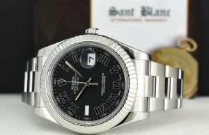 Men's Watches | Dress Watches | Sant Blanc ROLEX 41mm 18kt White Gold & Stainless Steel DateJust II Black Roman Dial Model 116334