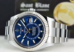 Pilots Classic Watches | Men's Watches | Sant Blanc ROLEX 42mm 18kt White Gold & Stainless Steel Sky Dweller Blue Index Dial Model 326934