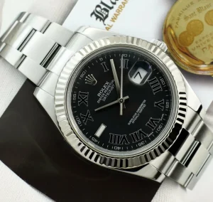 Men's Watches | Dress Watches | Sant Blanc ROLEX 41mm 18kt White Gold & Stainless Steel DateJust II Black Roman Dial Model 116334