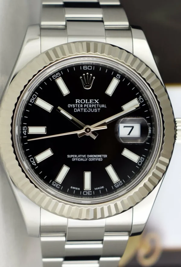 Men's Watches | Dress Watches | Sant Blanc ROLEX 41mm 18kt White Gold & Stainless Steel DateJust II Black Index Model 116334