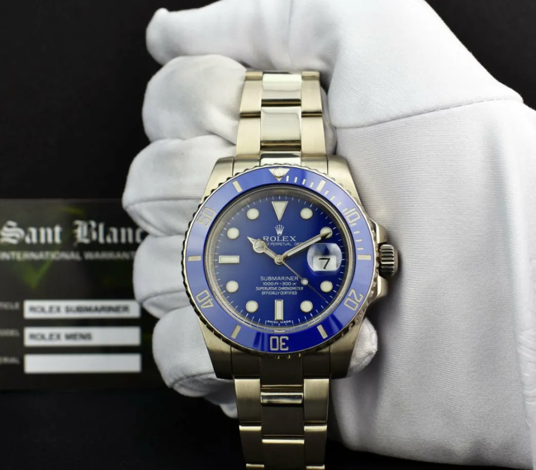rolex_mm_kt_white_gold_ce_1.webp Diving Professional Watches | Sports Watches | Sant Blanc ROLEX 40mm 18kt White Gold Ceramic Submariner Blue Dial Model 116619