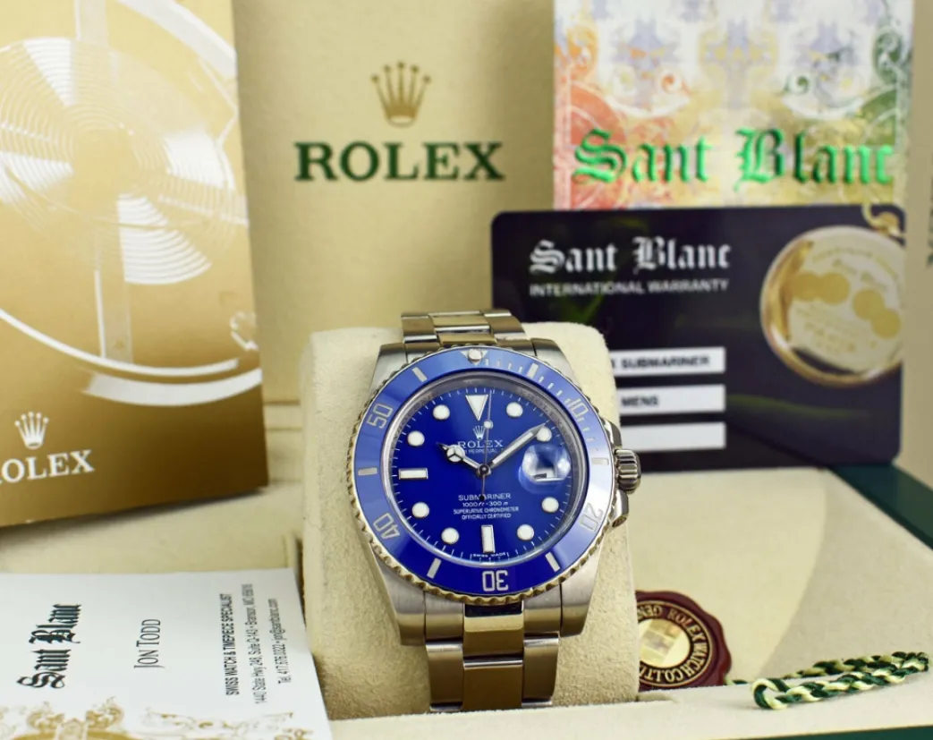 rolex_mm_kt_white_gold_ce_2.webp Diving Professional Watches | Sports Watches | Sant Blanc ROLEX 40mm 18kt White Gold Ceramic Submariner Blue Dial Model 116619
