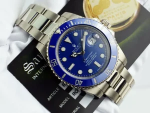 Diving Professional Watches | Sports Watches | Sant Blanc ROLEX 40mm 18kt White Gold Ceramic Submariner Blue Dial Model 116619