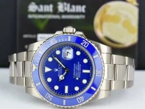 Diving Professional Watches | Sports Watches | Sant Blanc ROLEX 40mm 18kt White Gold Ceramic Submariner Blue Dial Model 116619