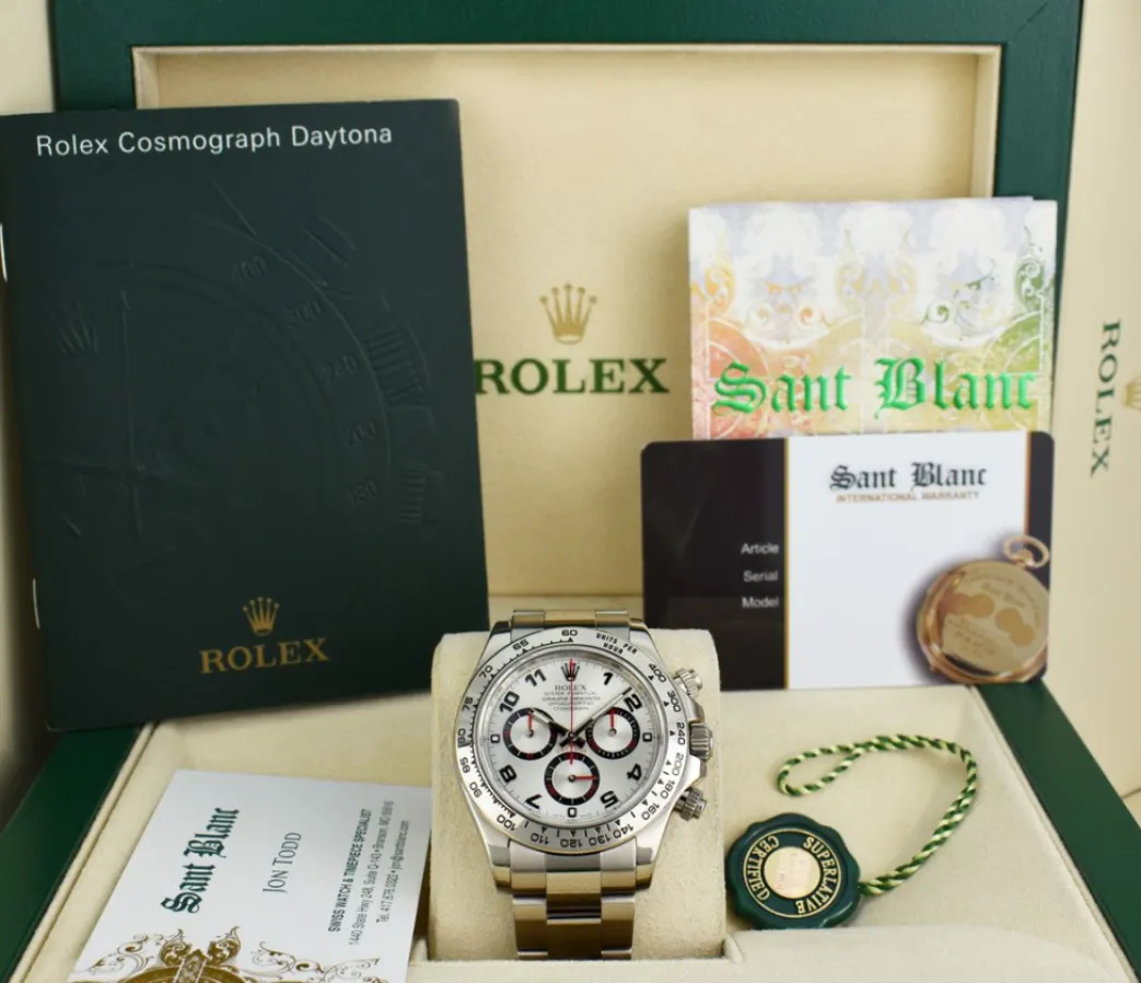 rolex_mm_kt_white_gold_da_0-1.webp Racing Professional Watches | Sant Blanc ROLEX 40mm 18kt White Gold Daytona Silver Arabic Race Dial Model 116509