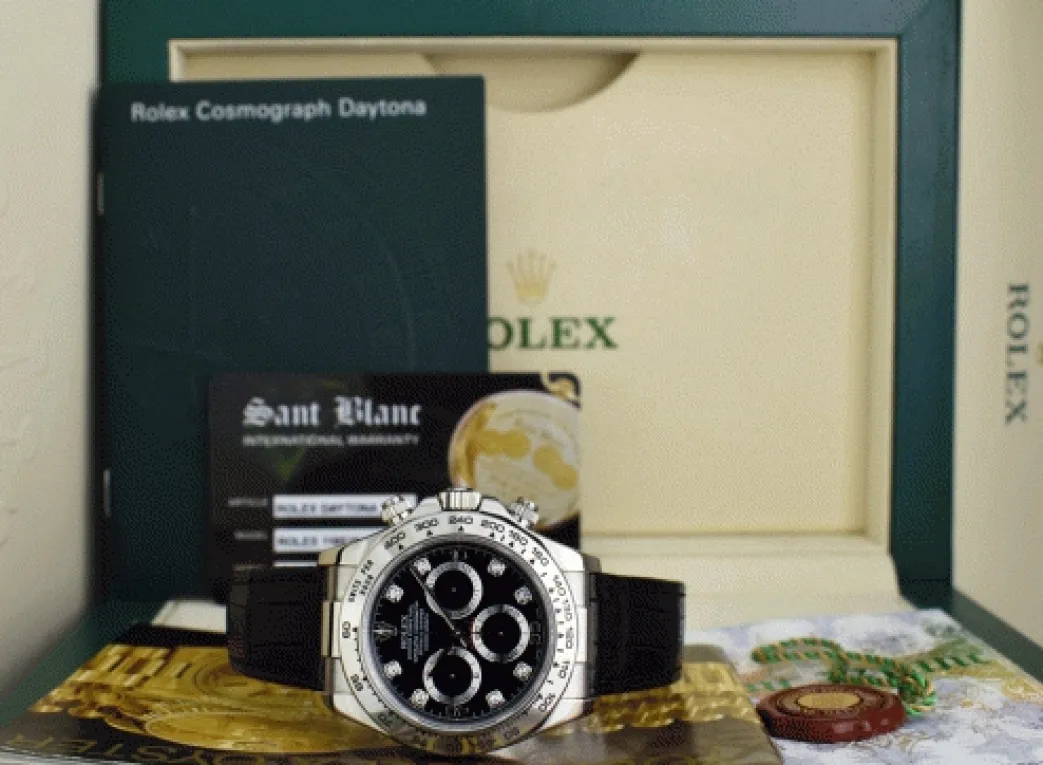 rolex_mm_kt_white_gold_da_0-3.webp Men's Watches | Racing Professional Watches | Sant Blanc ROLEX 40mm 18kt White Gold Daytona on Strap Black Diamond Model 116519