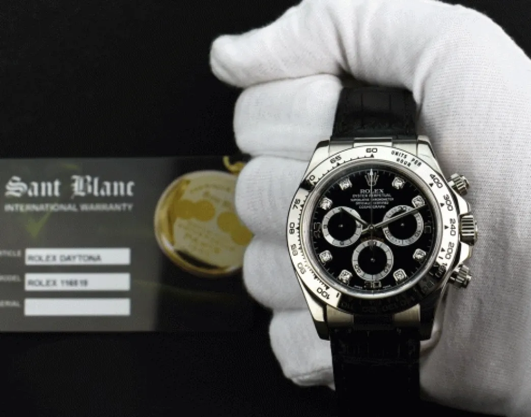 rolex_mm_kt_white_gold_da_1-3.webp Men's Watches | Racing Professional Watches | Sant Blanc ROLEX 40mm 18kt White Gold Daytona on Strap Black Diamond Model 116519