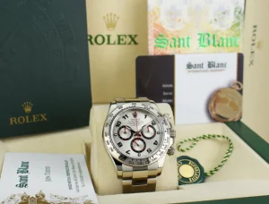 Racing Professional Watches | Sant Blanc ROLEX 40mm 18kt White Gold Daytona Silver Arabic Race Dial Model 116509