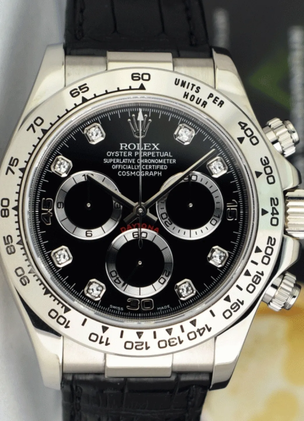 rolex_mm_kt_white_gold_da_2-3.webp Men's Watches | Racing Professional Watches | Sant Blanc ROLEX 40mm 18kt White Gold Daytona on Strap Black Diamond Model 116519