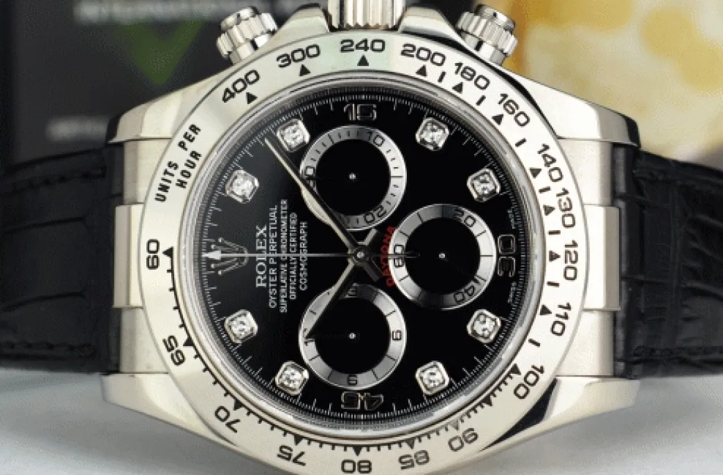 rolex_mm_kt_white_gold_da_3-3.webp Men's Watches | Racing Professional Watches | Sant Blanc ROLEX 40mm 18kt White Gold Daytona on Strap Black Diamond Model 116519