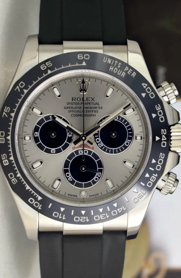 Sports Watches | Men's Watches | Sant Blanc ROLEX 40mm 18kt White Gold Daytona Steel Index Dial Ceramic Bezel Model 116519LN