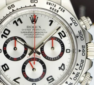 Racing Professional Watches | Sant Blanc ROLEX 40mm 18kt White Gold Daytona Silver Arabic Race Dial Model 116509
