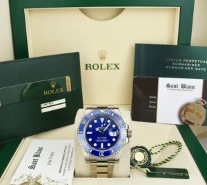 Diving Professional Watches | Sant Blanc ROLEX 40mm 18kt White Gold Submariner Blue Dial "Smurf" Model 116619LB