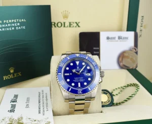 Diving Professional Watches | Sant Blanc ROLEX 40mm 18kt White Gold Submariner Blue Dial "Smurf" Model 116619LB
