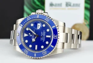 Diving Professional Watches | Sant Blanc ROLEX 40mm 18kt White Gold Submariner Blue Dial Smurf Model 116619LB