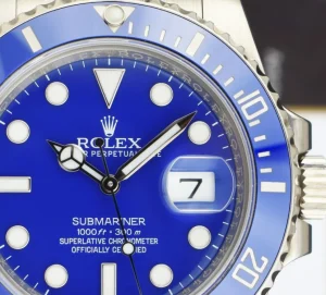 Diving Professional Watches | Sant Blanc ROLEX 40mm 18kt White Gold Submariner Blue Dial 
