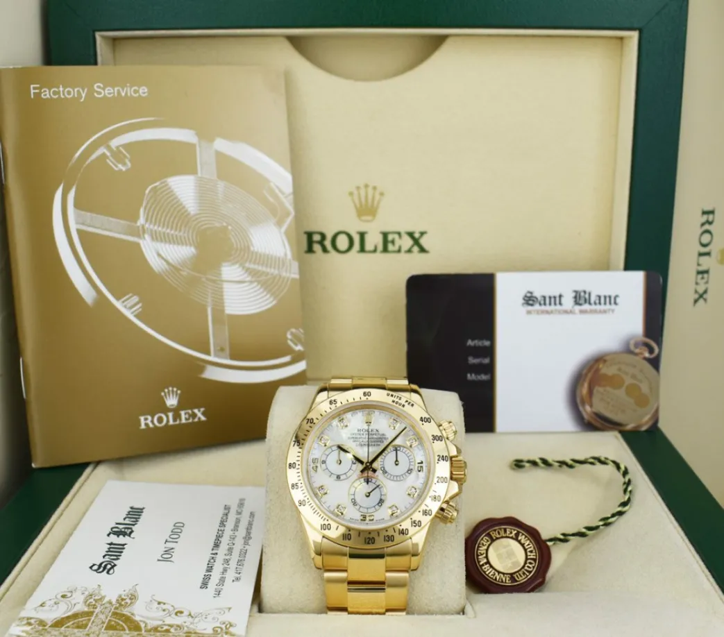 rolex_mm_kt_yellow_gold_d_0-2.webp Men's Watches | Racing Professional Watches | Sant Blanc ROLEX 40mm 18kt Yellow Gold Daytona Mother of Pearl Diamond Dial Model 116528
