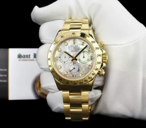 Men's Watches | Racing Professional Watches | Sant Blanc ROLEX 40mm 18kt Yellow Gold Daytona Mother of Pearl Diamond Dial Model 116528