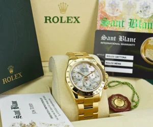 Sports Watches | Racing Professional Watches | Sant Blanc ROLEX 40mm 18kt Yellow Gold Daytona Mother of Pearl Diamond Dial Model 116528