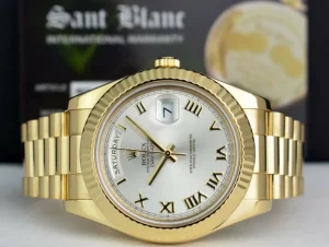 President Dress Watches | Sant Blanc ROLEX 41mm 18kt Yellow Gold DayDate II President Silver Roman Dial Model 218238