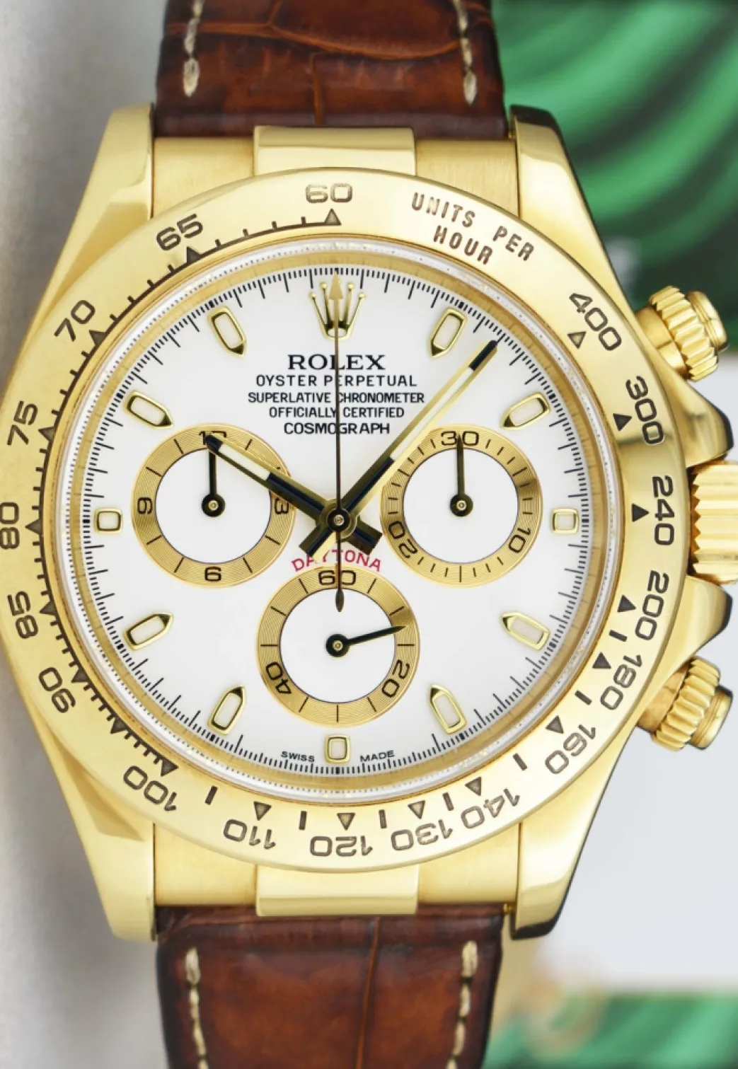 rolex_mm_kt_yellow_gold_d_5-1.webp Men's Watches | Racing Professional Watches | Sant Blanc ROLEX 40mm 18kt Yellow Gold Daytona Leather Strap White Index Dial Model 116518