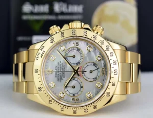 Sports Watches | Racing Professional Watches | Sant Blanc ROLEX 40mm 18kt Yellow Gold Daytona Mother of Pearl Diamond Dial Model 116528