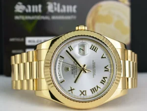 President Dress Watches | Sant Blanc ROLEX 41mm 18kt Yellow Gold DayDate II President Silver Roman Dial Model 218238