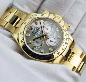 Sports Watches | Racing Professional Watches | Sant Blanc ROLEX 40mm 18kt Yellow Gold Daytona Mother of Pearl Diamond Dial Model 116528